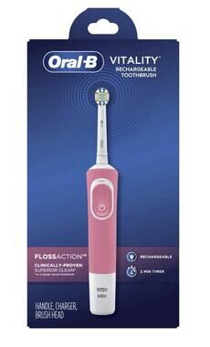 Oral-B Vitality Flossaction Pink Electric Toothbrush Recharge Model for Family
